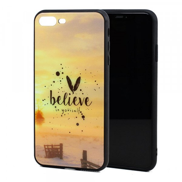 Wholesale iPhone SE (2020) / 8 / 7 Design Tempered Glass Hybrid Case (Believe)